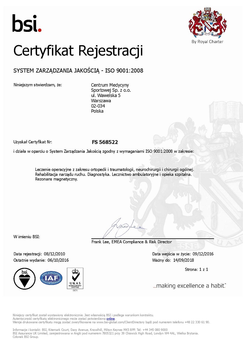 CERTYFIKAT ISO dla CMS